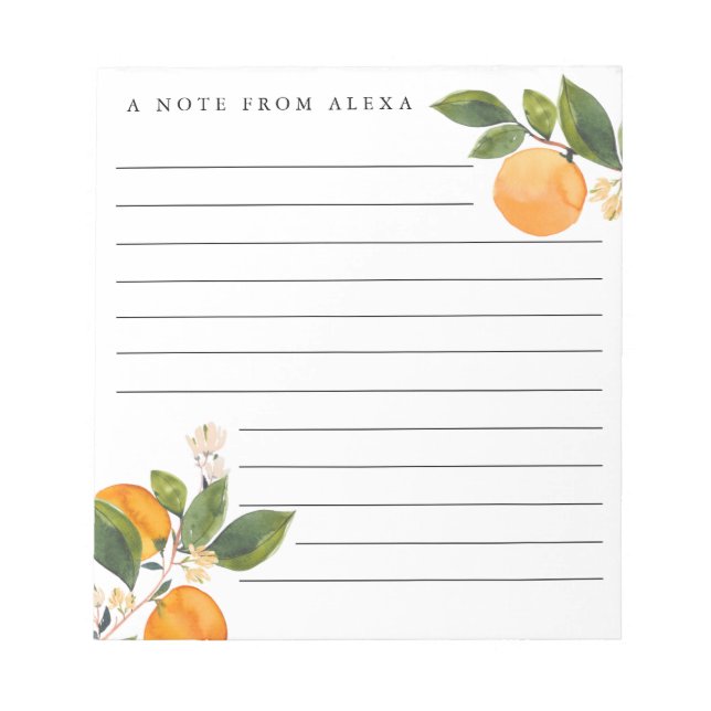 Orange Blossom personalisiertes Notizblock (Vorderseite)