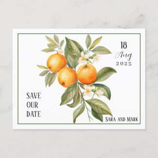 Orange Blossom Save the Date Postkarte