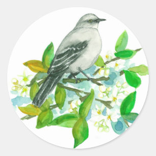 Orange Blossom Tree Florida Mockingbird Runder Aufkleber