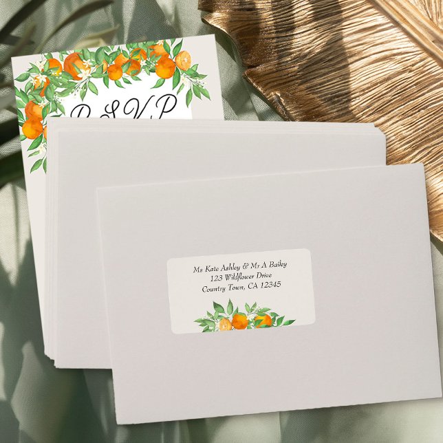 Orange Blossom UAWG Envelope-Adresse Adressaufkleber (RSVP envelope address labels from the Orange Blossom Wedding Collection by Darling & May)