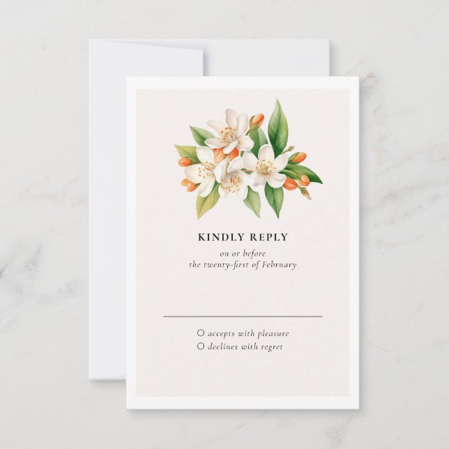 Orange Blossom und Jasmine Wedding RSVP Karte (Vorderseite)