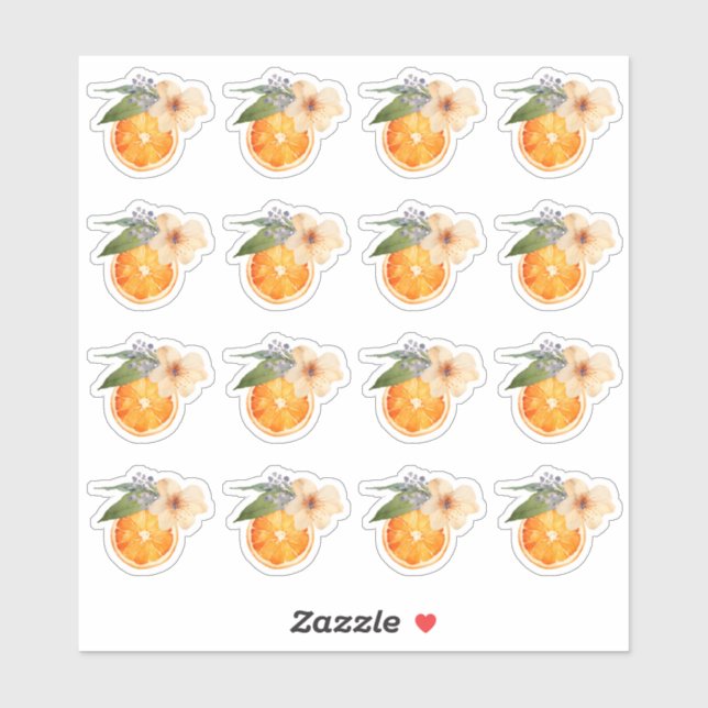 Orange Blossom Wasserfarbe Mini Stickers Aufkleber (Blatt)