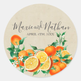 Orange Blossom Wedding Runder Aufkleber