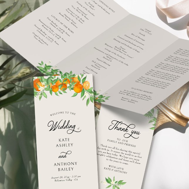 Orange Blossom Wedding Zeremony Program (Wedding Program from the Orange Blossom Wedding Collection by Darling & May)