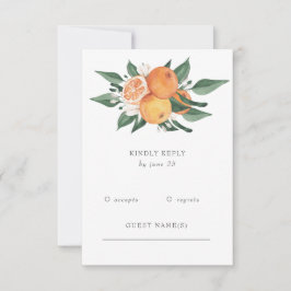 Orange Blossoms Citrus Botanical Wedding RSVP Karte