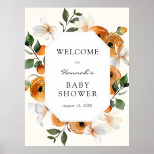 Orange Blossoms Clementines Baby Dusche Willkommen Poster