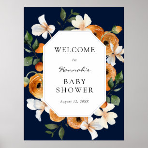 Orange Blossoms Clementines Baby Dusche Willkommen Poster