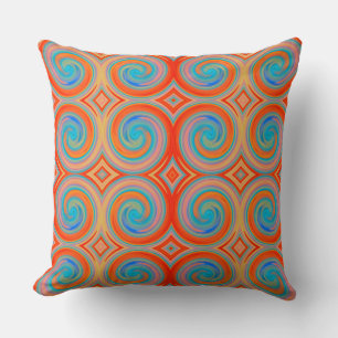 Orange Blue Abstrakt Swirl Muster Kissen
