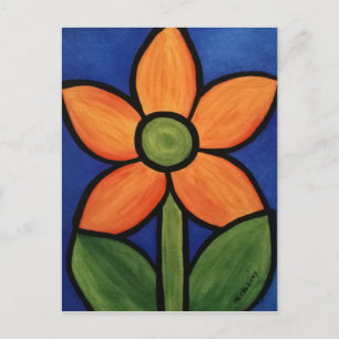 Orange Blue Abstrakte Blume Postkarte