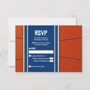 Orange Blue Basketball Bar Mitzvah RSVP Karte