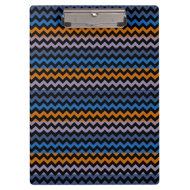 Orange Blue Black Zickzack Zigzag Klemmbrett (Vorderseite)