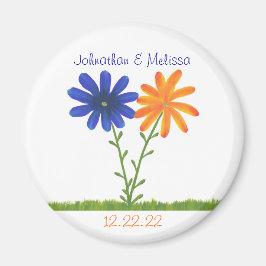 Orange & Blue Blume Save the Date Hochzeitsmagnete Magnet