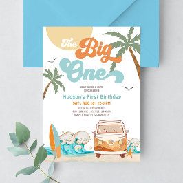 Orange Blue Boy The Big One Surf 1. Geburtstag Einladung