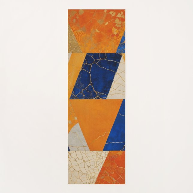 Orange Blue Cream Paralellogram Yogamatte (Vorderseite)