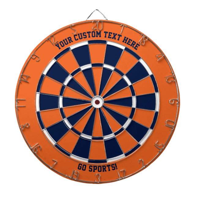 Orange & Blue Custom Text Sports Chicago Illinois Dartscheibe (vorne)