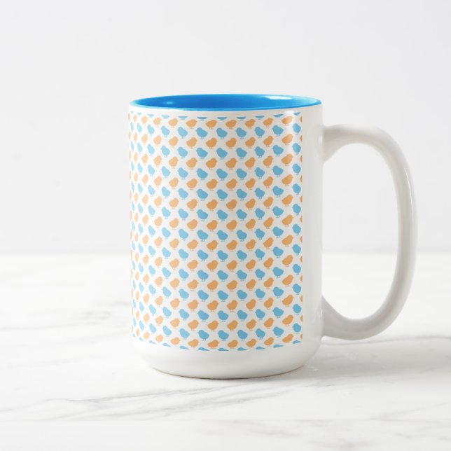 ORANGE & BLUE EASTER CHICKS ZWEIFARBIGE TASSE (Rechts)