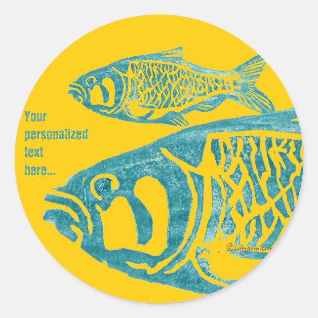 Orange Blue Fish Personalisiert Stickers (Vorderseite)