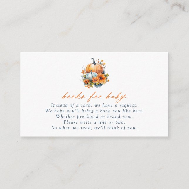 Orange & Blue Floral Pumpkins Bücher für Baby Begleitkarte (Vorderseite)