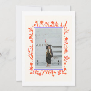 Orange Blue Foto Abschluss Einladung