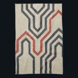 Orange & Blue Graphics Küchentuch<br><div class="desc">Grafische orange und blaue Linien durchqueren dieses Stück von Chariklia Zarris. Die orangefarbene Linie durchschneidet den Großteil der Arbeit,  während die Blues ein erkennbares Muster aufweisen. Kaufe deine noch heute!</div>