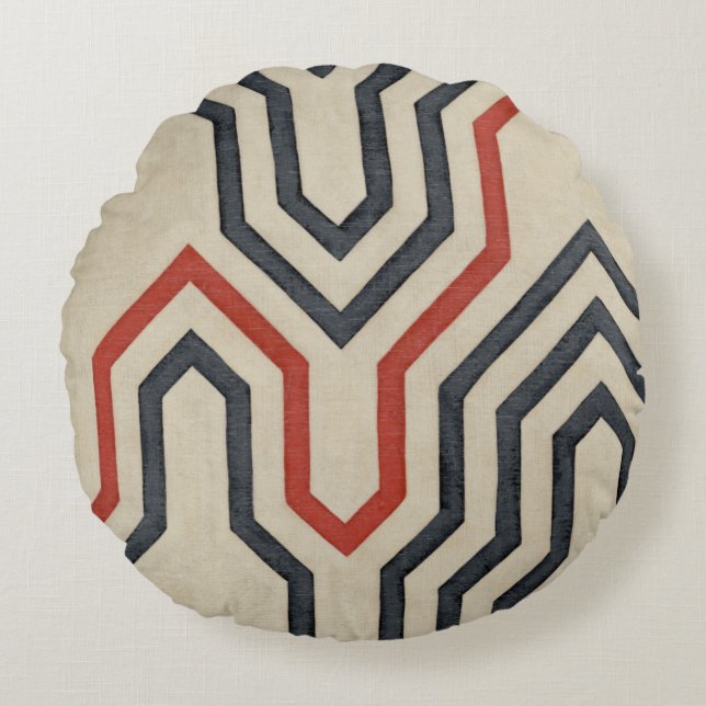 Orange & Blue Graphics Rundes Kissen (Vorderseite)