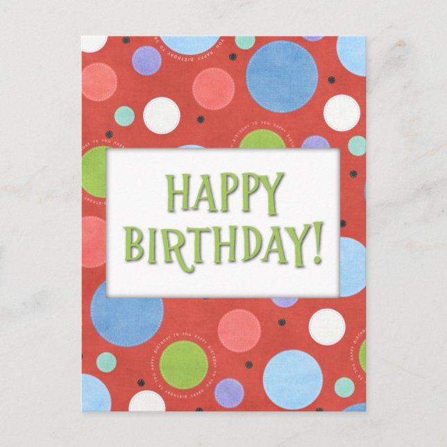 Orange Blue Green Generic Birthday Postcard Postkarte (Vorderseite)