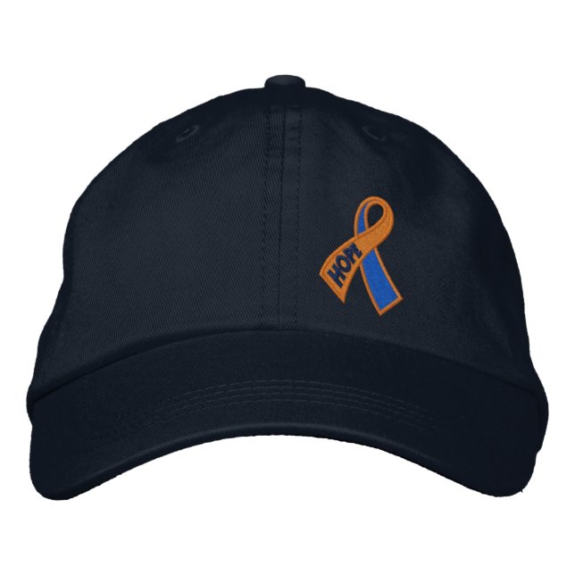 Orange Blue Hope Ribbon Awareness Bestickte Kappe (Vorderseite)