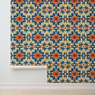 Orange Blue Italian Tile Tapete