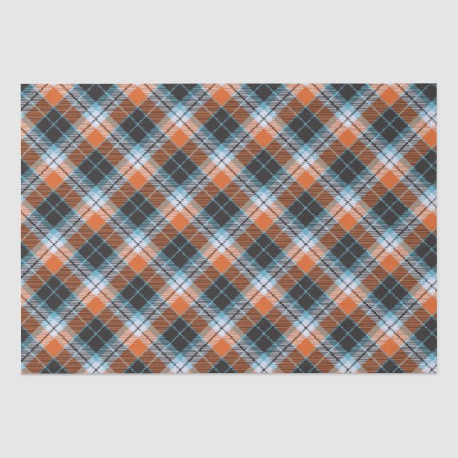 Orange Blue Kariertes Muster Seidenpapier (Vorderseite)