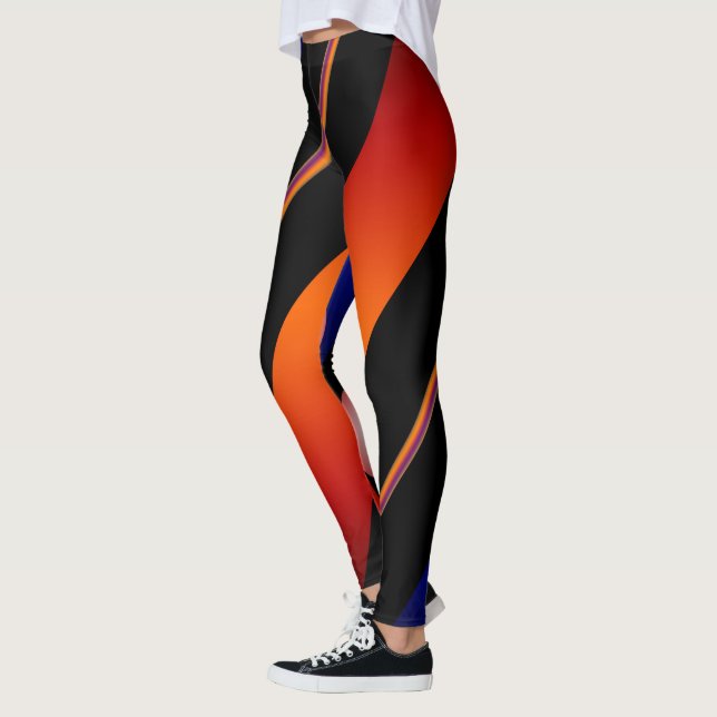 Orange Blue Lace White Orbs Womens Custom Leggings (Links)