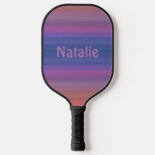 Orange Blue Lila Stripes Muster mit Name Pickleball Schläger