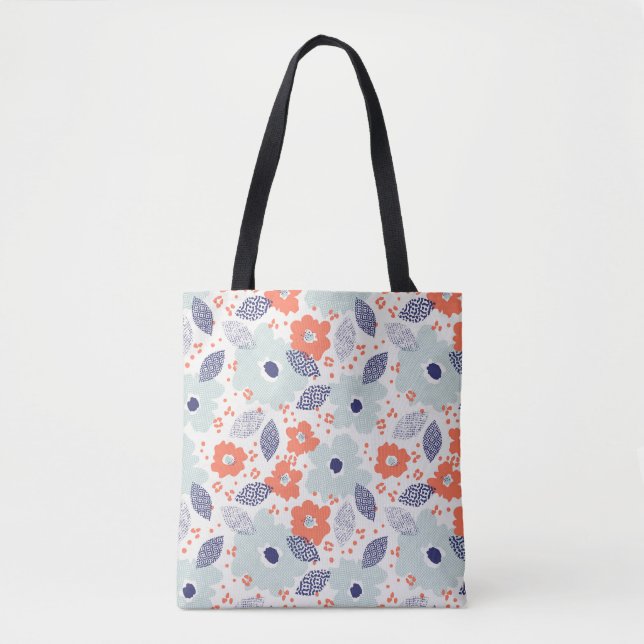 Orange & Blue Modern Blume Pattern (Vorderseite)