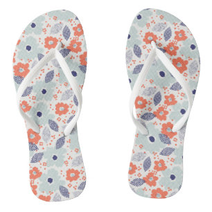 Orange & Blue Modern Blume Pattern Flip Flops