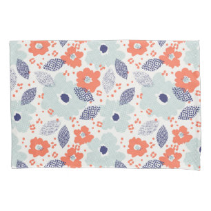 Orange & Blue Modern Blume Pattern Kissenbezug