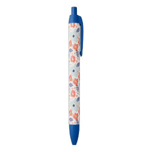 Orange & Blue Modern Blume Pattern Kugelschreiber