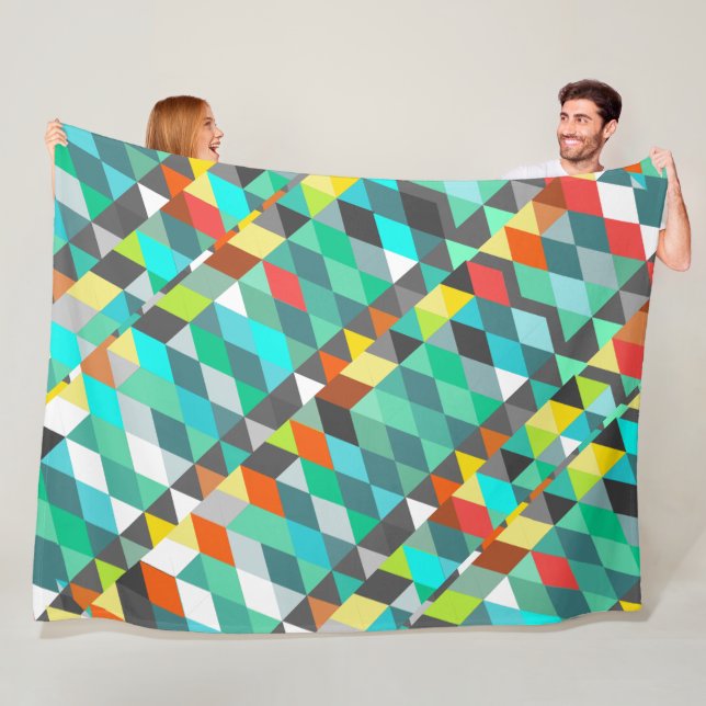 Orange Blue Modern Minze Abstrakt Triangle Pattern Fleecedecke (Beispiel)