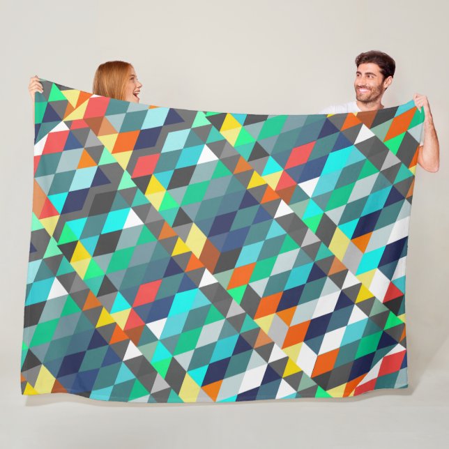 Orange Blue Modern Minze Abstrakt Triangle Pattern Fleecedecke (Beispiel)