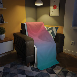 Orange Blue Ombre Modern Fleecedecke