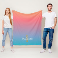 Orange Blue Ombre Modern Monogram Script