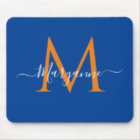 Orange & Blue Personalisiert Monogram Blue