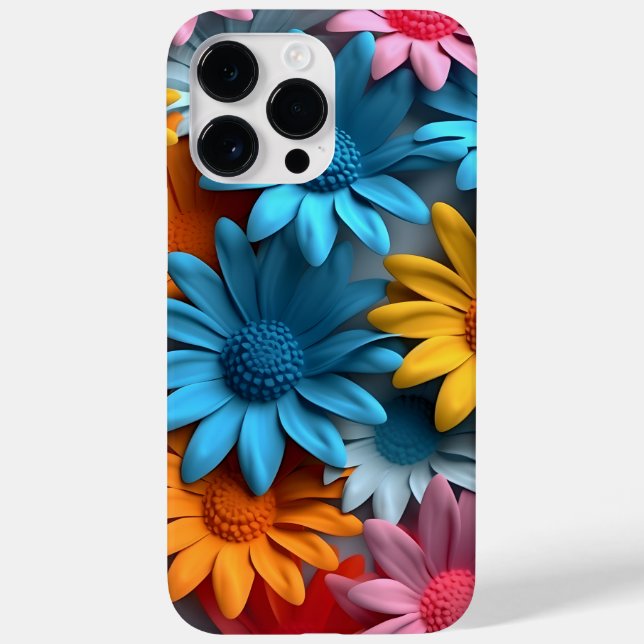 ORANGE BLUE PINK WHITE 3-D SEHEN BLUME Case-Mate iPhone HÜLLE (Rückseite)