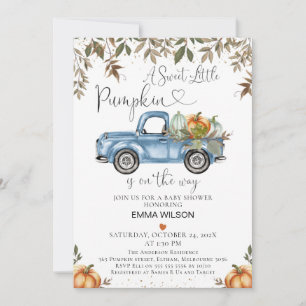Orange Blue Pumpkin Truck mit Heart Baby Dusche Einladung