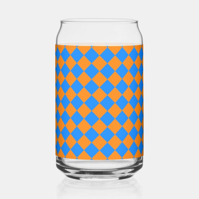 Orange Blue Schachbrett Diamond Pattern Dosenglas (Vorderseite)