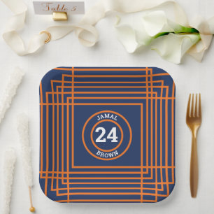 Orange & Blue Sport-Themen-Papierteller Pappteller