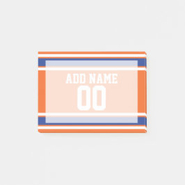 Orange Blue Sports Jersey mit Name und Nummer Post-it Klebezettel