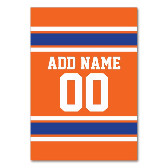 Orange Blue Sports Jersey mit Name und Nummer Tischnummer (Vorderseite)