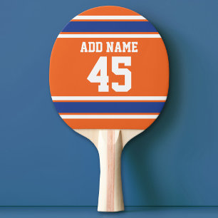 Orange Blue Sports Jersey mit Name und Nummer Tischtennis Schläger