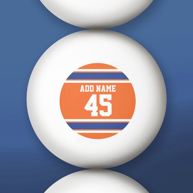 Orange Blue Sports Jersey mit Name und Nummer Tischtennisball (Custom Ping Pong Balls)