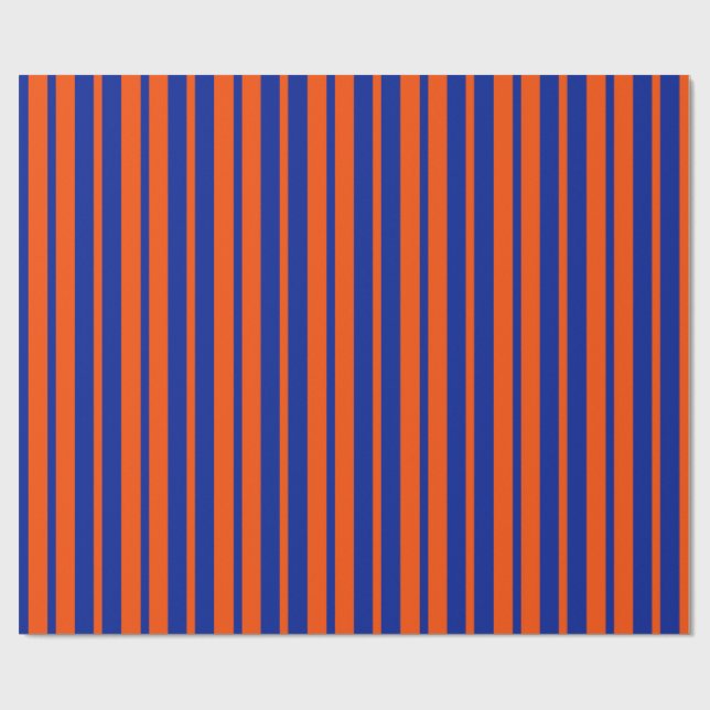 Orange Blue Stilelemente Design Streifen Geschenkpapier (Flach)