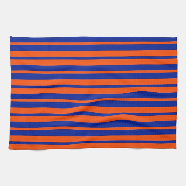 Orange Blue Stilelemente Design Streifen Geschirrtuch (Horizontal)